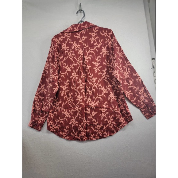 NWT Knox Rose Burnt Red Button Down Long Sleeve Women's Top Sz S - Picture 2 of 7